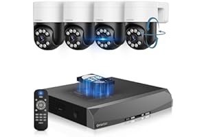 OHWOAI 《130°Wide Angle & 2-Way Audio 》4K Outdoor Wired Security Camera System,360 Degrees Security PTZ IP Cameras,Surveillance Video Equipment, Surveillance DVR Kits