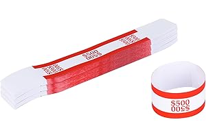 NUCOUN Currency Band Bundles,Self-Adhesive,Money Bands for Cash,Bills Currency Straps,Organizer Dollar,$500 Red Pack of 150