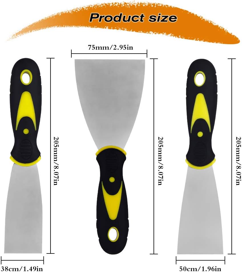Miuse 3 Pack Wallpaper Scraper Tool Set including Plastic Handle and Metal Blade Scraper, DIY Decorating Paint Removal Scraper Tool Set - Image 5