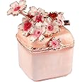 Xinkulas Cute Mini Cherry Blossoms Decorative Trinket Jewelry Box Ring Necklace Keepsake Case (Pink)