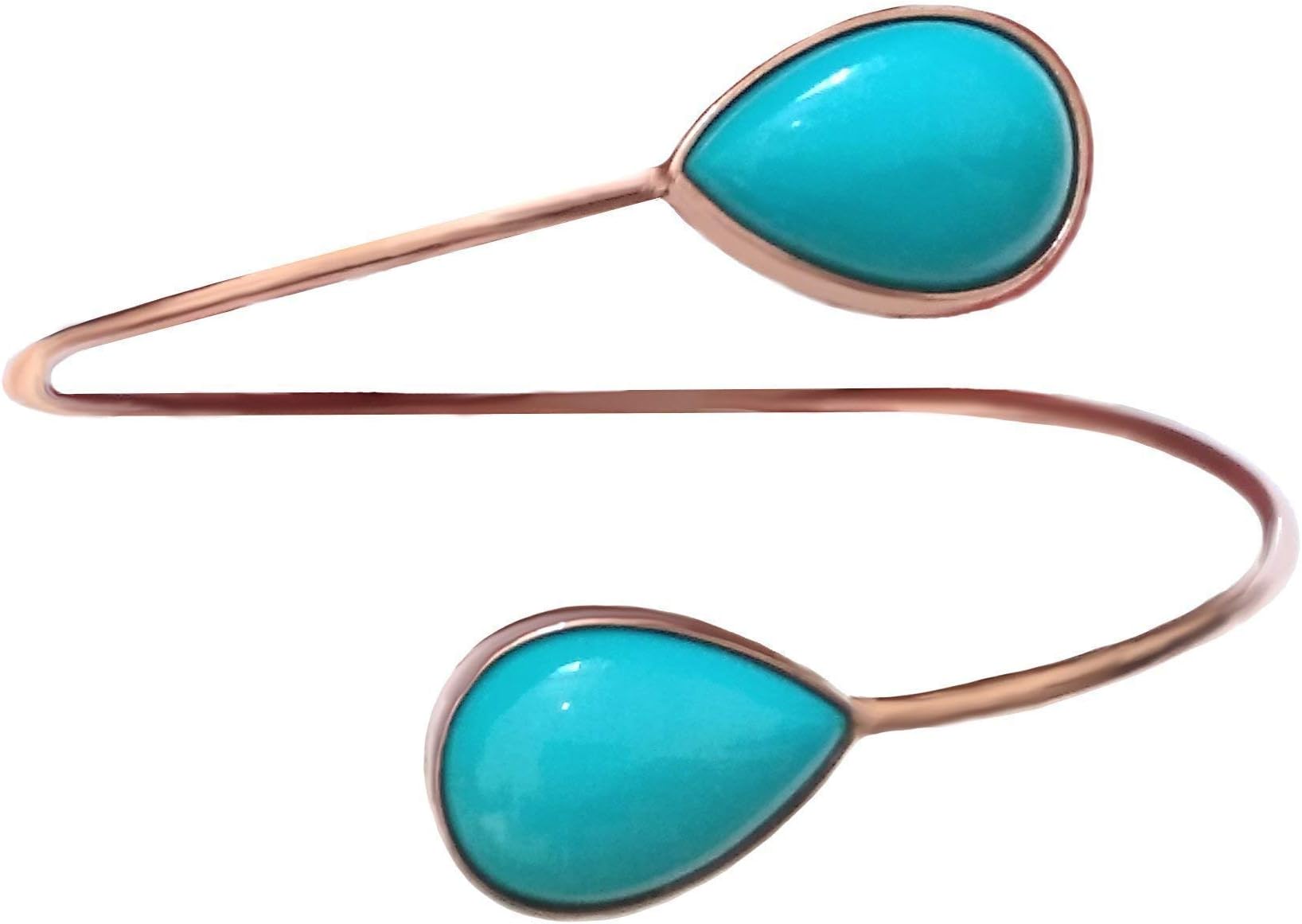 TousiAttar Turquoise Bangles - Solid 14k or 18k Rose Gold Bangles Jewelry for Everyday - December Birthstone Wonderful Gift