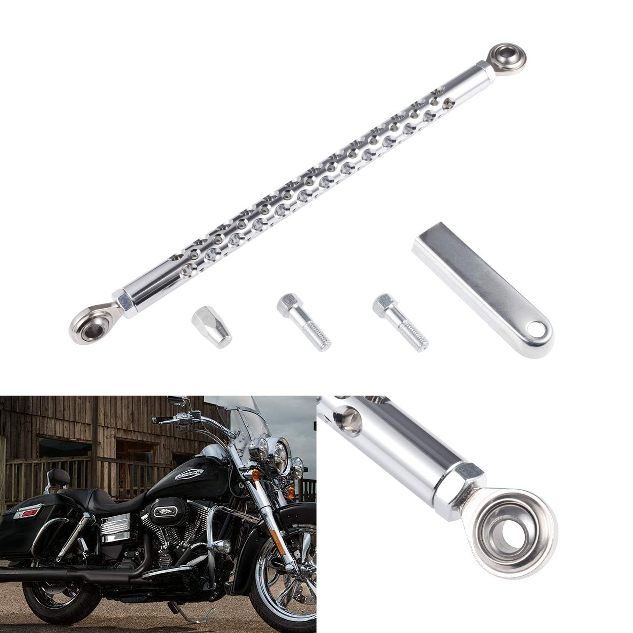 NATGIC CNC Gear Shift Linkage Motorcycle Shifter Link Kit for Softail Dyna Touring Electra Road King Street Glide 1980-2017 Silver Gear Lever
