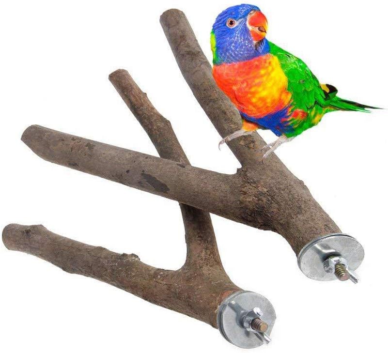Fushida 2 pcs Natural Wood Bird Y Perches, Budgie Parrot Toys, Birdcage