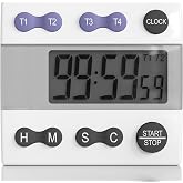 Sper Scientific Portable Digital Kitchen Timer 810015 for Cooking and Baking with Loud Alarm, 4 Channel Timer, Large Display Digital Lab and Cooking Timer, Classroom Timer for Teachers and Students