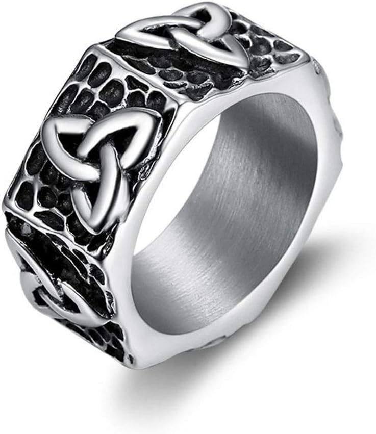 Feinny Anillo Vikingo de Acero Inoxidable Nudo Celta Trinity Noeud