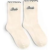 xo, Fetti Bride Ruffle Socks | Bachelorette Party, Bridal Shower Gift, Bride to Be, Wedding, Engagement, White Socks, Black Embroidery, Girly