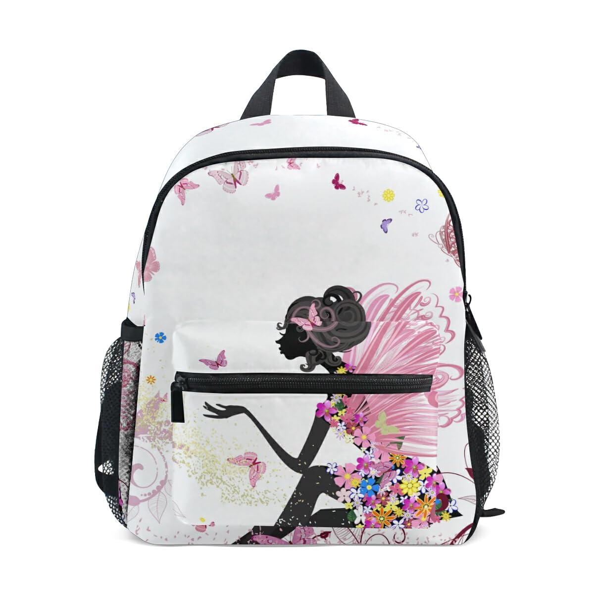Kids School Backpack with Chest Strap,Flower Fairy and Butterflies Students Childrens Book Bag for Boys Girls
