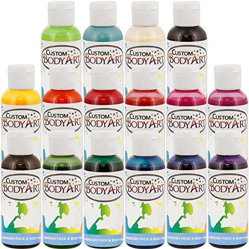 Custom Body Art 2-oz 16 Color Primary Airbrush Water Base Face-Body Paint Set