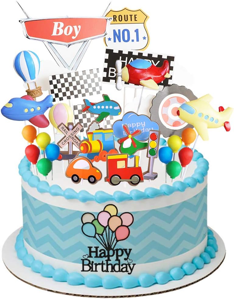 Szwl Decoration Gateau Voiture Avec Petits Ornements Cuits A La Vapeur Poupee De Poterie Douce Ornements De Ballons Colores Pour Garcon Fille Enfant Anniversaire 10 Pieces Fournitures De Loisirs Creatifs Decorations Et Accessoires De