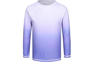 LOLLISY Girls Long Sleeve Swim Shirt Rash Guard for Girls One Piece Bathing Suits with UPF 50+ Sun Protection 3-16 Years