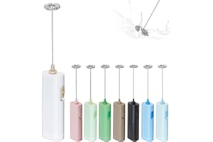 ELMWAY Powerful Electric Milk Frother, Battery Operated Drink Blender, Foam Maker Mixer, Milk Frother Handled for Coffee, Latte, Matcha, Protein Powder (White)
