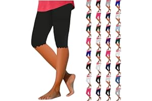 babysbule Capri Leggings for Women Tummy Control Knee Length Capri Leggings Summer Cropped Pants Casual Solid Comfy Capris