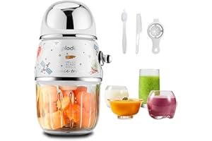 Plodon Baby Food Maker Mini Cute and Small Food Processor Puree Blender Grinder Chopper 1.2 Cup Glass Bowl with 6 Blade Electric (Spaceman-White(One Bowl))