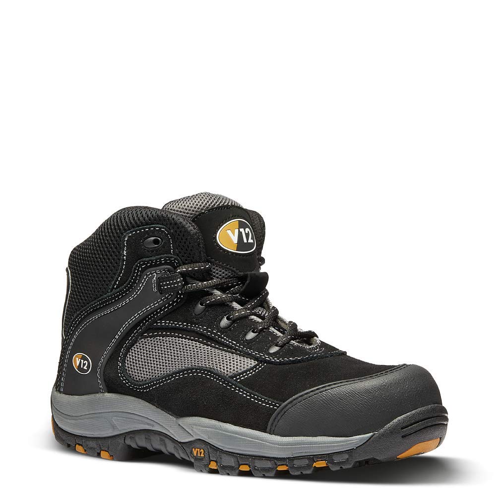 V12 Track, S1P Mesh Safety Hiker, Size 03, Black/Graphite