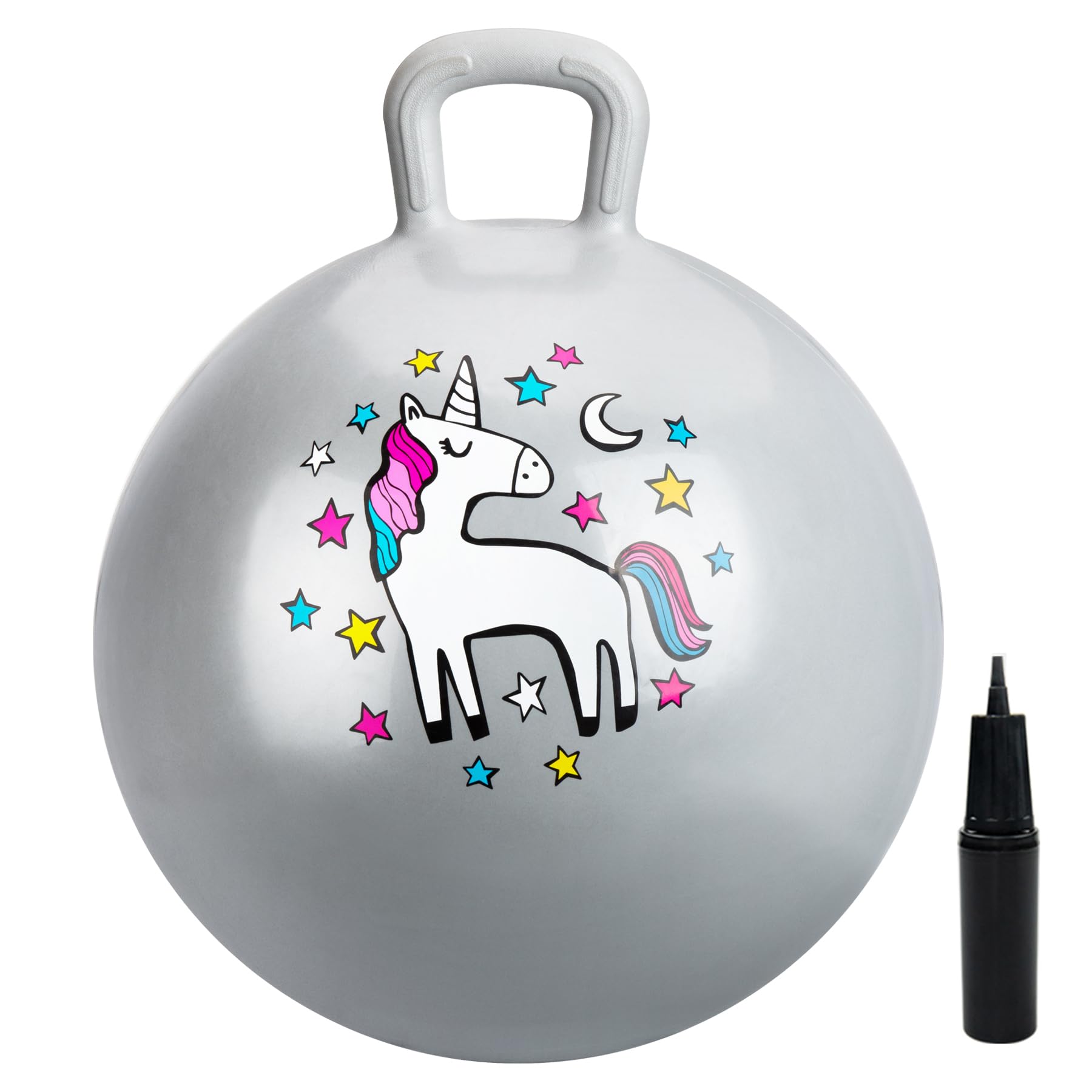 U&C Planet Space Hoppers 18 Inch for Kids,Jumping Ball with Handle,Unicorn Inflatable Hopping Balls,Hopper Ball with Pump for Boys Girls Age 3-8 Indoor and Outdoor Garden Game