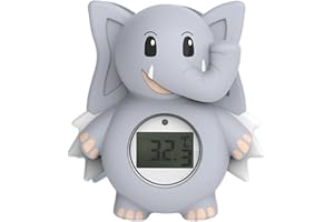 Baby Bath Thermometer Elephant Shape Safety Water Thermometer Digital with LED Display Waterproof Infant Bath for Safe and Co