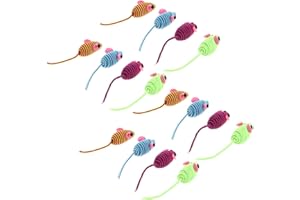 Yardwe Cat Toy Mice Elastic Rope Toy for Indoor Cats 3.93 Inch Interactive Cat Toys Set of 12 Small Teasers for Kitten Scratc