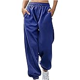 Womens Sweatpants High Waisted Drawstring Baggy Loose Comfy Workout Active Cinch Bottom Joggers Pants with Pockets