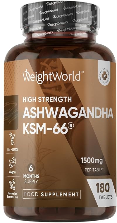 WeightWorld Ashwagandha KSM-66 1500mg 6-Month Supply 180 Tablets