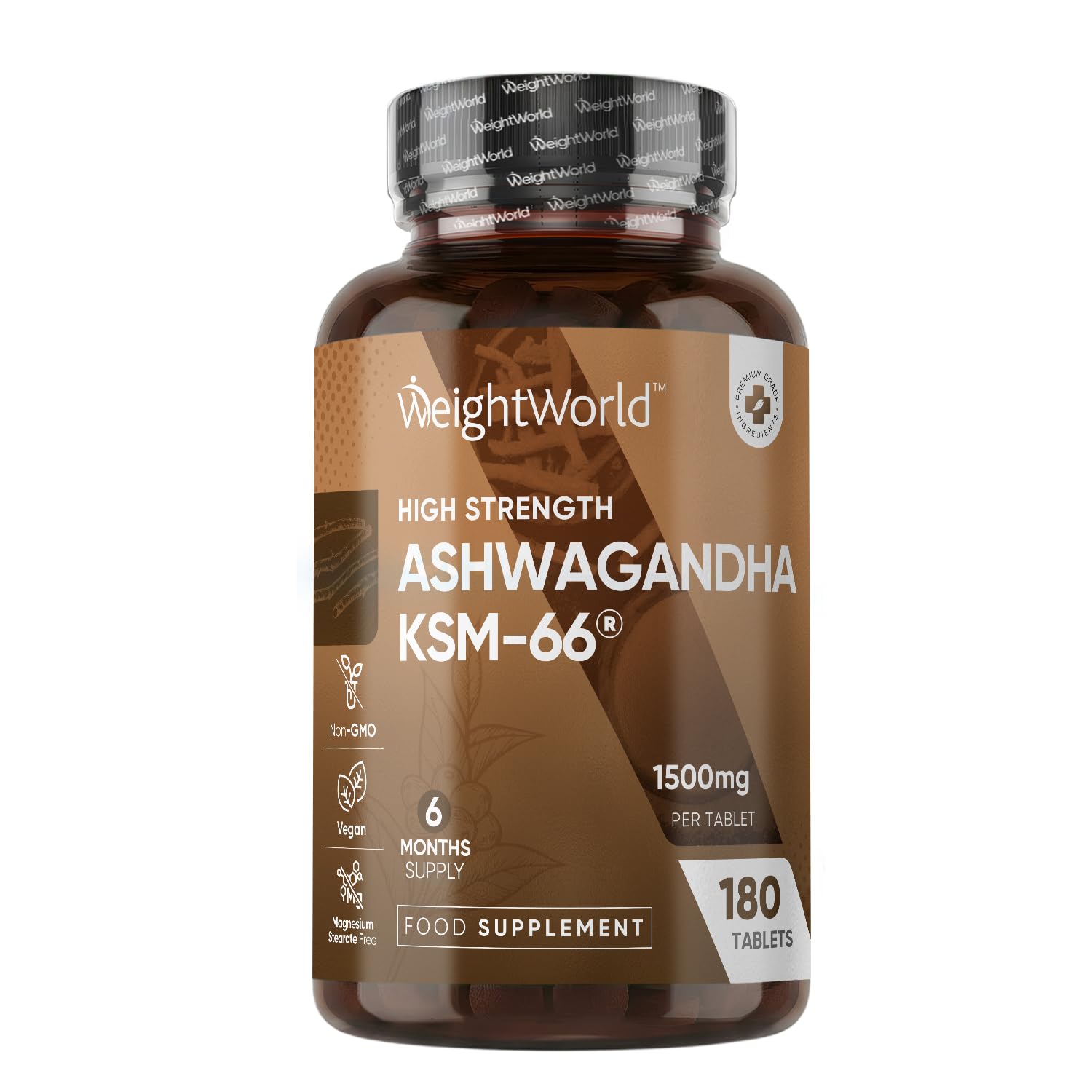 Ashwagandha KSM-66 1500mg - 6 Months Supply - 180 Tablets - 1 Tablet per Day - Easy to Swallow - Ashwagandha Supplement for Men & Women - Vegan, Non-GMO & Magnesium Stearate-Free