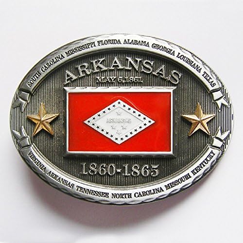 Arkansas AR State Flag Western Metal Belt Buckle