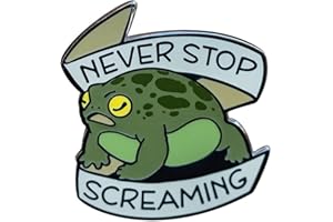 GYCQRS "Never Stop Screaming" Funny Cartoon Enamel Pins Toad Rain Frog Brooch Pin Metal Enamel Lapel Badge for Backpacks Clothing Bags Jackets Hats Fashion Jewelry Gifts