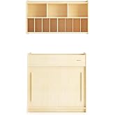 Foundations SafeGlide Daycare Changing Table &amp; Wall Organizer, 2-Piece Set | Durable Wood Construction, Ample Storage with 2 Shelves and 11 Compartments, Adjustable Safety Strap, Includes Changing Pad