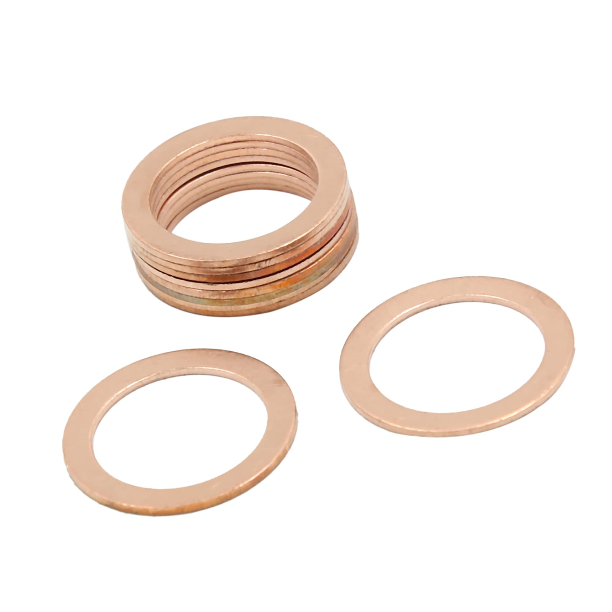 A ABSOPRO Copper Washer M18x24.5mmx1mm Flat Sealing Gasket Ring (Set of 10)