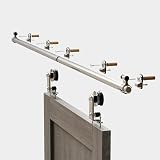 CCJH 6FT Sliding Barn Door Track Kit Internal Stainless Steel Hardware System view 4