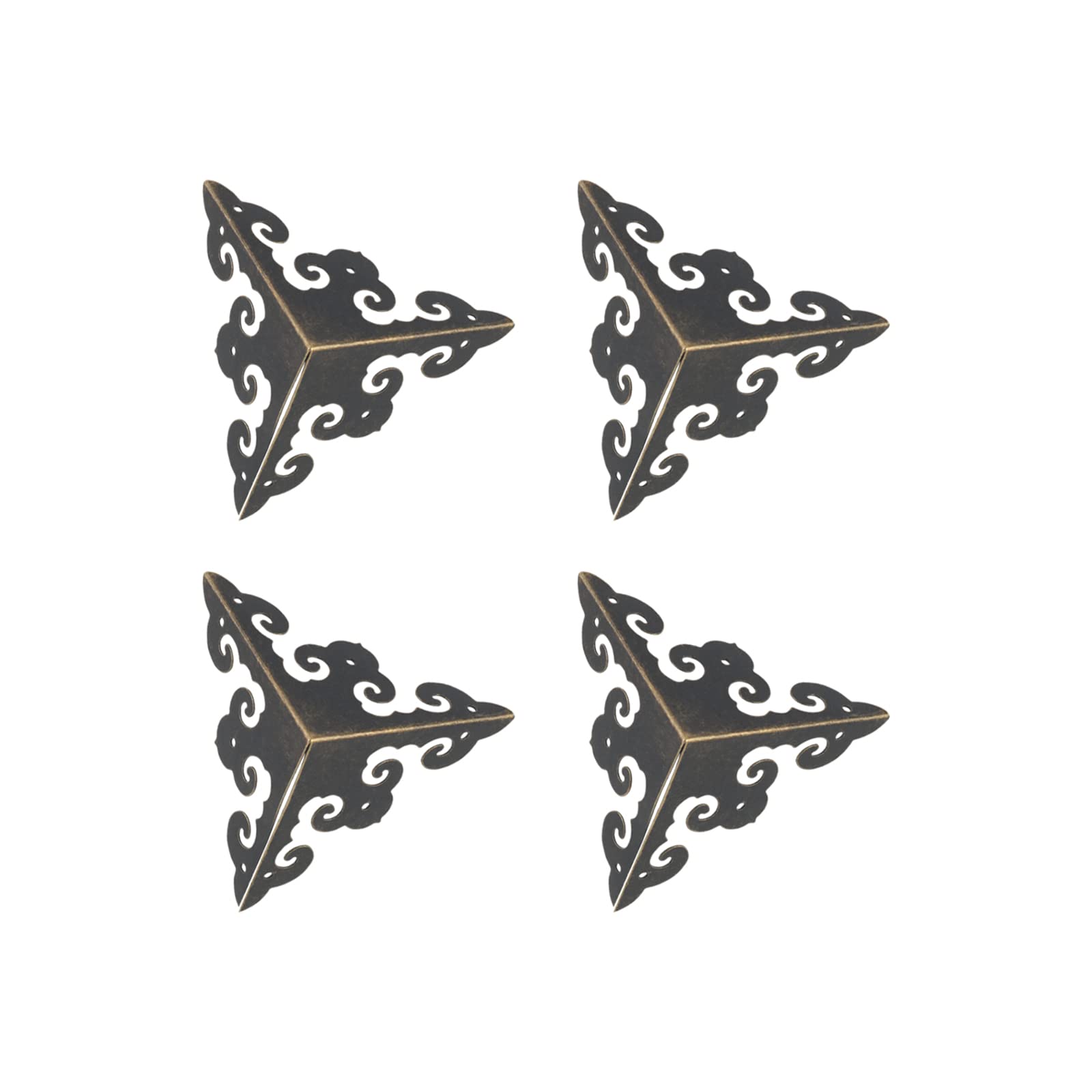 METALLIXITY Box Corner Protectors Decorative(50mm/1.97") 4Pcs, Metal Wood Case Edge Guard - for Furniture Table Wood Case, Bronze