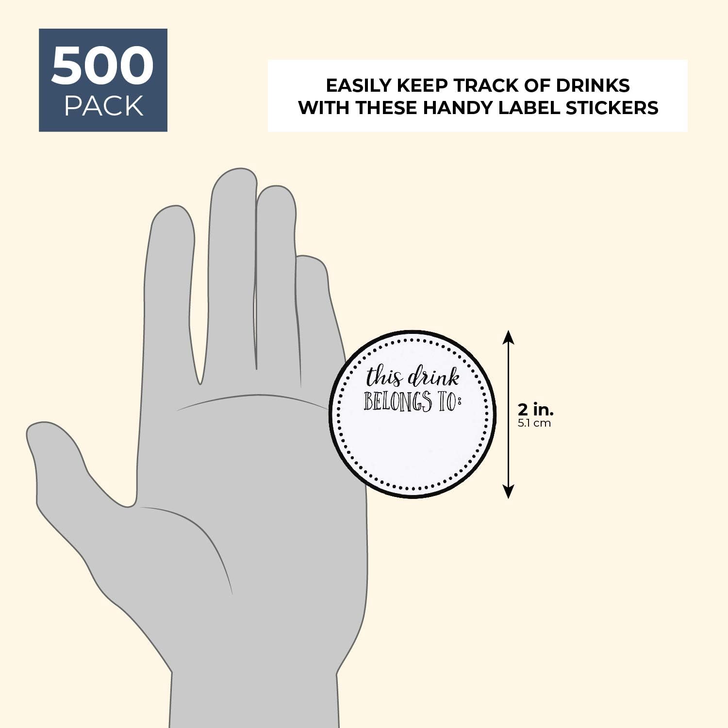 Juvale Drink Markers - 500-Pack Drink Stickers, This Drink Belongs to, Blank Drink Labels for Drink Party, Wedding, Bridal Shower, Birthday Party Supplies, Cup Marker Sticker Roll, 2 inches Diameter: Home & Kitchen
