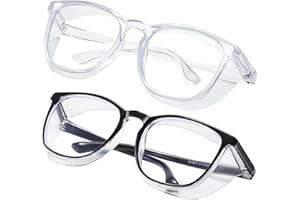 konqkin Safety glasses Goggles Nurses Protective Eyewear - Anti Fog Square Frame Stylish Clear Glasses for Women Men