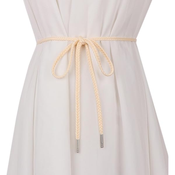 Women PU Leather Thin String Rope Cord Belt Waist Tie Knot  display picture 1