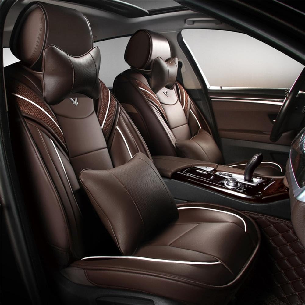 AMYMGLL Leather Car Seat Cover Sets,Universal Nonslip Waterproof Side Airbag compatible for 5 Seats, 9 Piece Set (Audi A3 a4l a6l Q3 Q5 A5), b