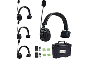 CAMETV Came-TV Waero Wireless Intercom Headset Full Duplex Digital Communication System Distance Up to 1200ft (366 Meters) with Hardcase 4 Pack