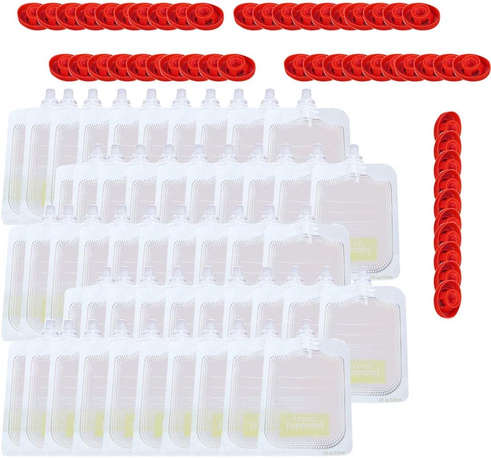 Boliaman Reusable Food Pouches 50-Pack - Baby Food Storage Toddler Kids Squeezable Pouch Safe - Easy to Fill & Clean Friendly
