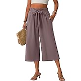 Lepunuo Capri Pants for Women Wide Leg Summer Capris Pant Palazzo Loose Fit Casual Trousers with Pockets 2026 Trendy