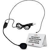 Voicebooster Headset Microphone Adjustable Boom Mic with Feedback Control | Lightweight Microphone with 3.5mm Plug for Voice Amplifiers for Public Speaking, Classroom Teaching, Tour Guiding