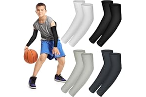 4Pairs Kids Basketball Sleeves for Boys & Girls, 13" Arm Sleeve Basketball for Kids Compression Sleeve, Outdoor Sport Elastic