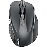 TECKNET Wireless Mouse (2.4G & BT5.0/3.0) Silent 4800 DPI Computer USB A & Bluetooth Mouse 6 Buttons, Wide Compatibility - Grey