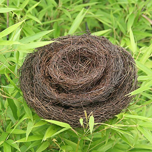 lwingflyer 2pcs Rattan Bird's Nest Crafts Handmade Dry Natural Bird's Nest for Garden Yard Home Party Wedding Decor No Eggs(Medium)