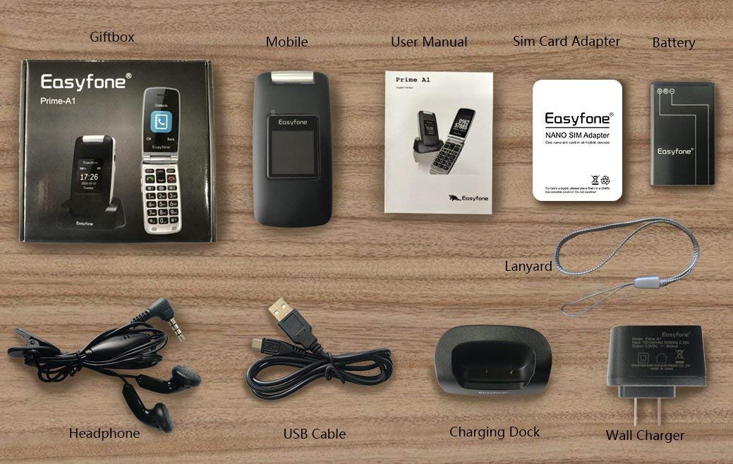Easyfone PrimeA1 3G Unlocked Senior Flip Cell Phone, Big Button