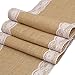 Haperlare 12 x 108 inch Natural Vintage Burlap Table Runner with White Lace Jute Tablecloth Hessian Table Runner Burlap Tablecloth for Country Outdoor Wedding Party Christmas Home Decorations