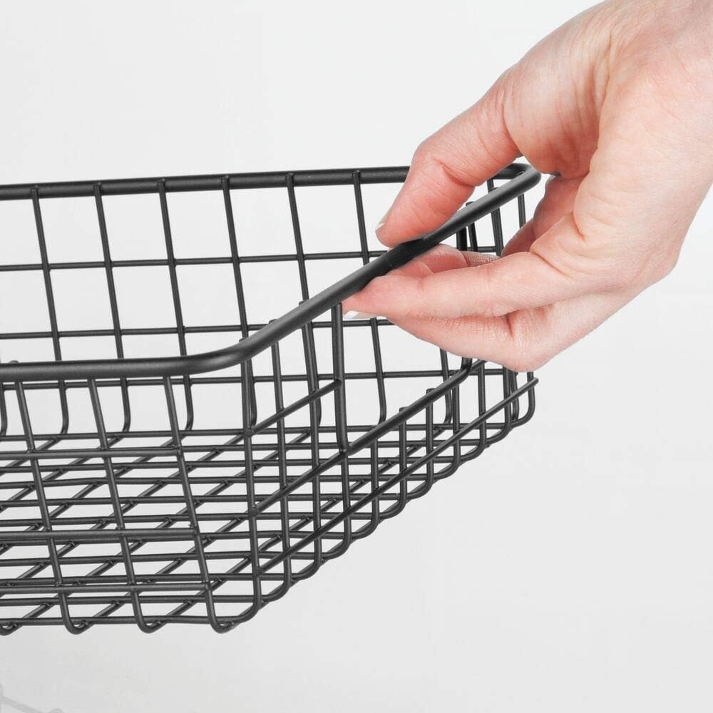 mDesign Set of 2 Wire Baksets - Wide Wire Storage Basket for Kitchen Pantry, Cabinet - Matte Black, Pack of 2 - Image 5