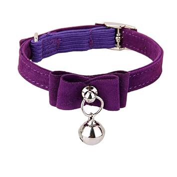 Newlly Adjustable Pet Kitten Cat Safety Collar Bell Buckle Neck (Purple)