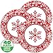 Amscan Winter Holiday Paper Plates Christmas Party Disposable Party Value Tableware (40 Pieces), Red, 6 3/4
