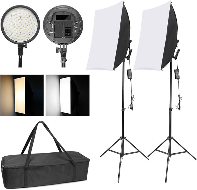 WISAMIC Photography LED Softbox Lighting Kit 48W BiColor