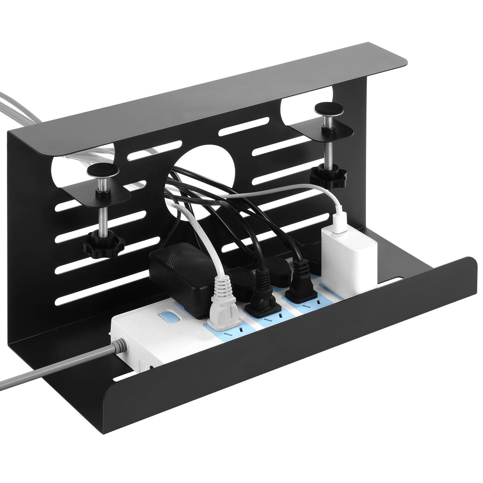 Photo 1 of 16 Inch Clip-On Desk Cable Organizer, Power Cord Management Tray, No Drilling Required, Open Ventilation, for Office, Home