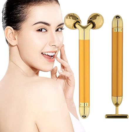 Amazon Cgbf 美顔ローラー フェイスマッサージロ 小顔ローラーフェイスリフトマッサージ Y字型バイブレーター 薄い顔 しわ防止 肌の引き締め 完璧な顔の輪郭の形成に使用 金 Cgbf フェイスローラー 通販