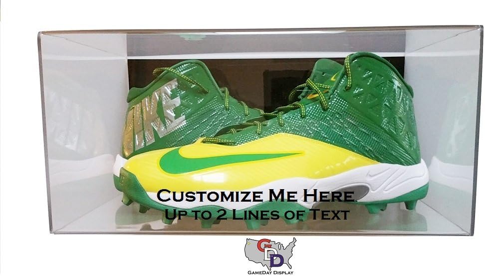GameDay Display Custom Create Your Own Text Acrylic Wall Mount Shoe Pair Display Case Size 17 and Under